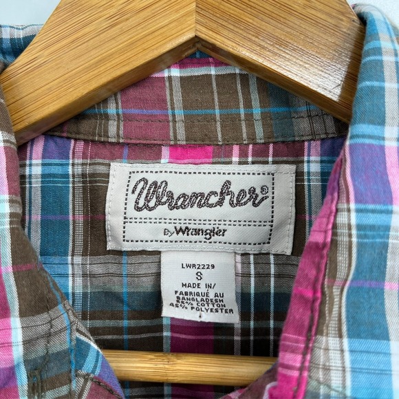 Wrangler Western Shirt Women's S Multicolor Plaid Print Pearl Snap Cowgirl - Picture 4 of 8